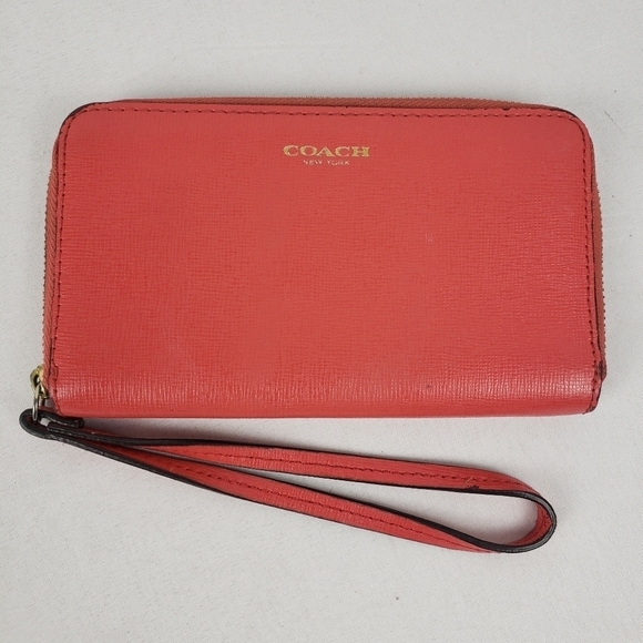 Coach Red Medium Size Wristlet with Outer Pocket - Picture 1 of 7